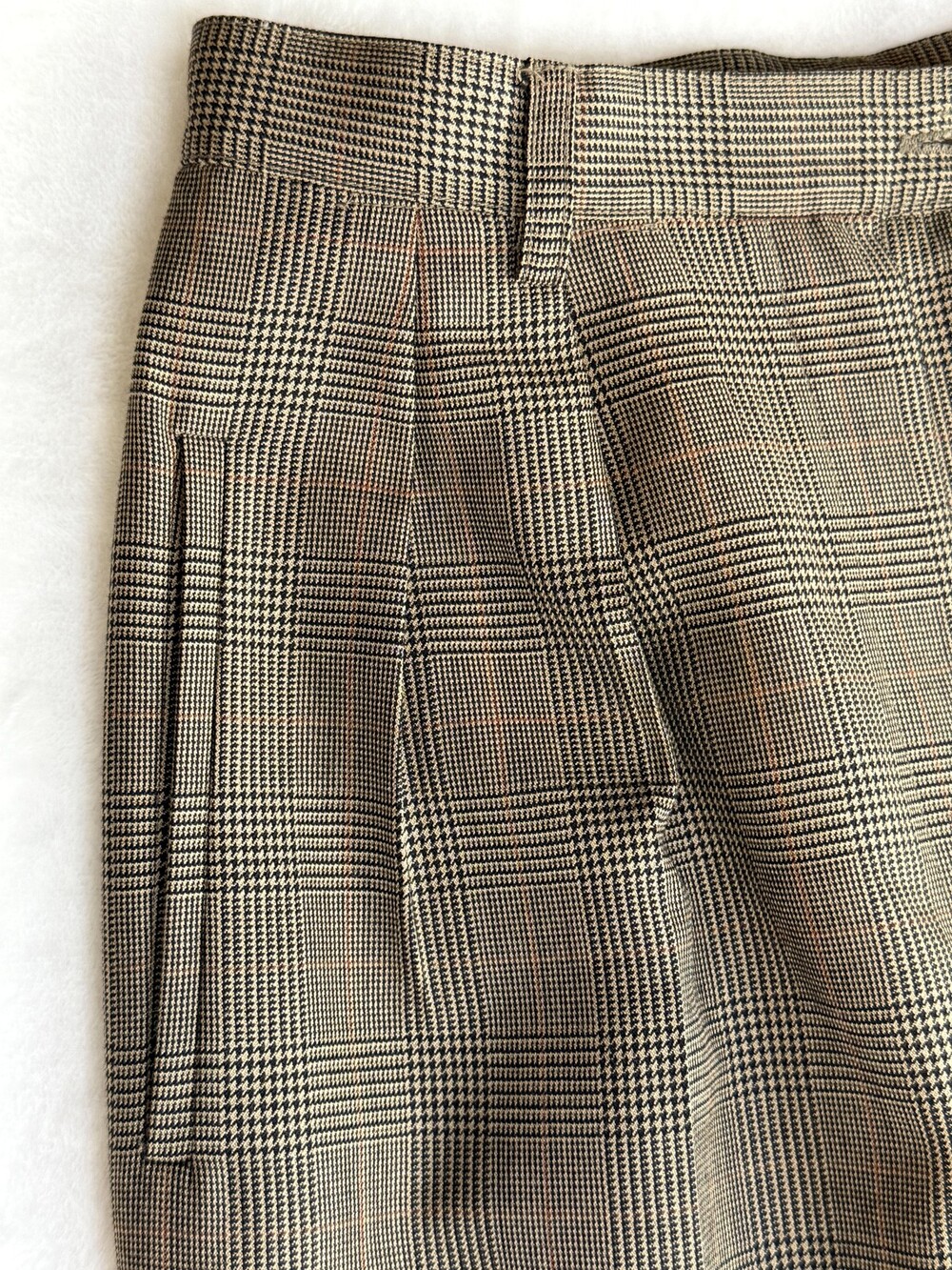 Lauren Ralph Lauren Pants Womens 4 Brown Plaid Wool Cuffed Tapered Altered - Picture 9 of 16